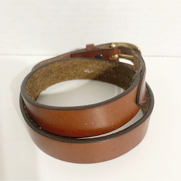 Unbranded Smooth Leather Belt Brass Toned Hardware Squared Belt Buckle 🟫 - Picture 3 of 7